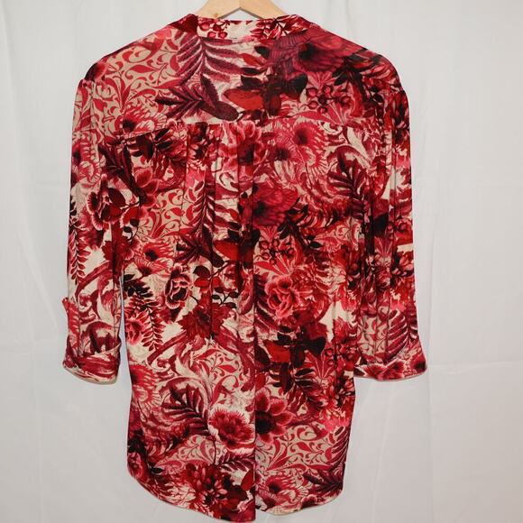 Cocomo Tunic Top Size Small Roll Tab Sz Small Red Black White Graphic - Picture 6 of 16